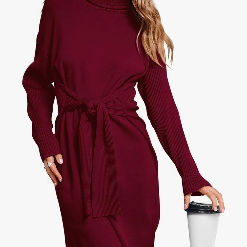 Elegant Burgundy Knit Dress